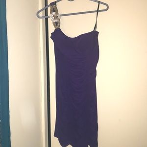 Purple one strap dress with a jeweled accent